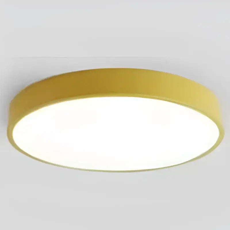 Minimalist white pink & green colorful round led ceiling light bedroom