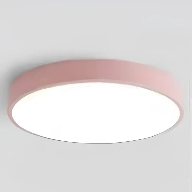 Minimalist white pink & green colorful round led ceiling light bedroom