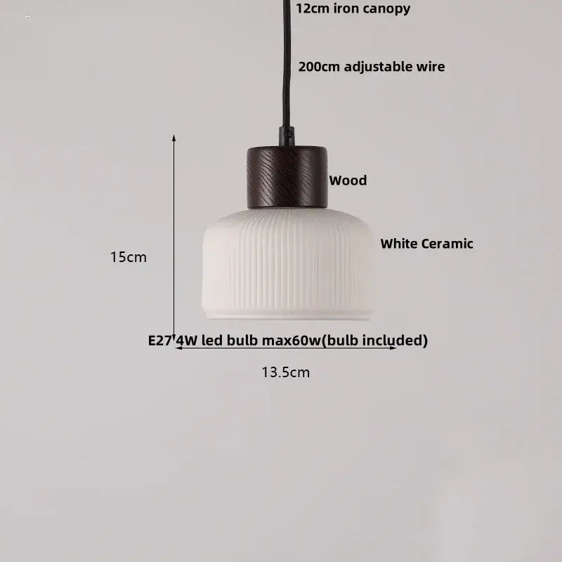 Minimalist white pleated glass pendant light for dining room