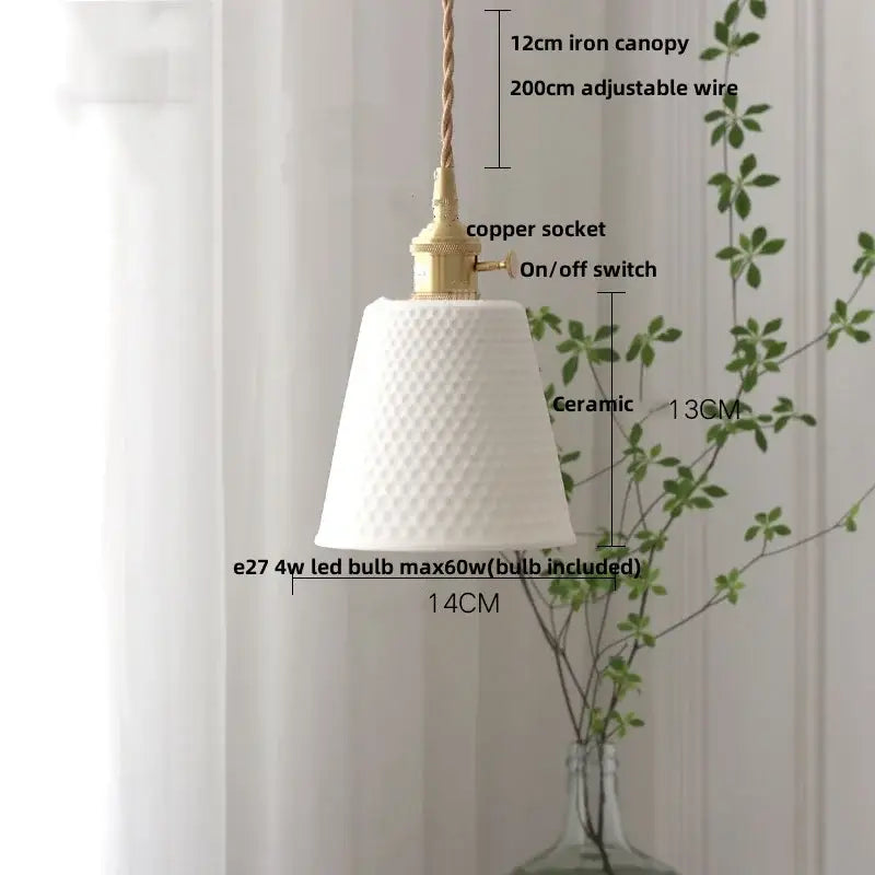 Minimalist white pleated glass pendant light for dining room