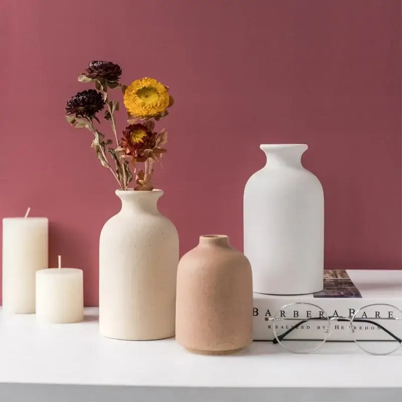 Minimalist white & terracotta decorbites ceramic vase dining room decor