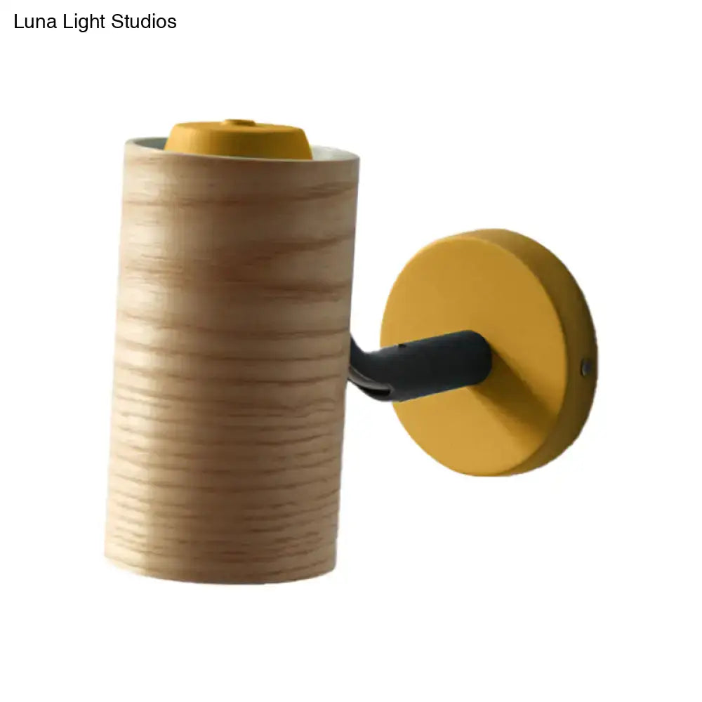 Minimalist wood wall light fixture with shelf for bathroom