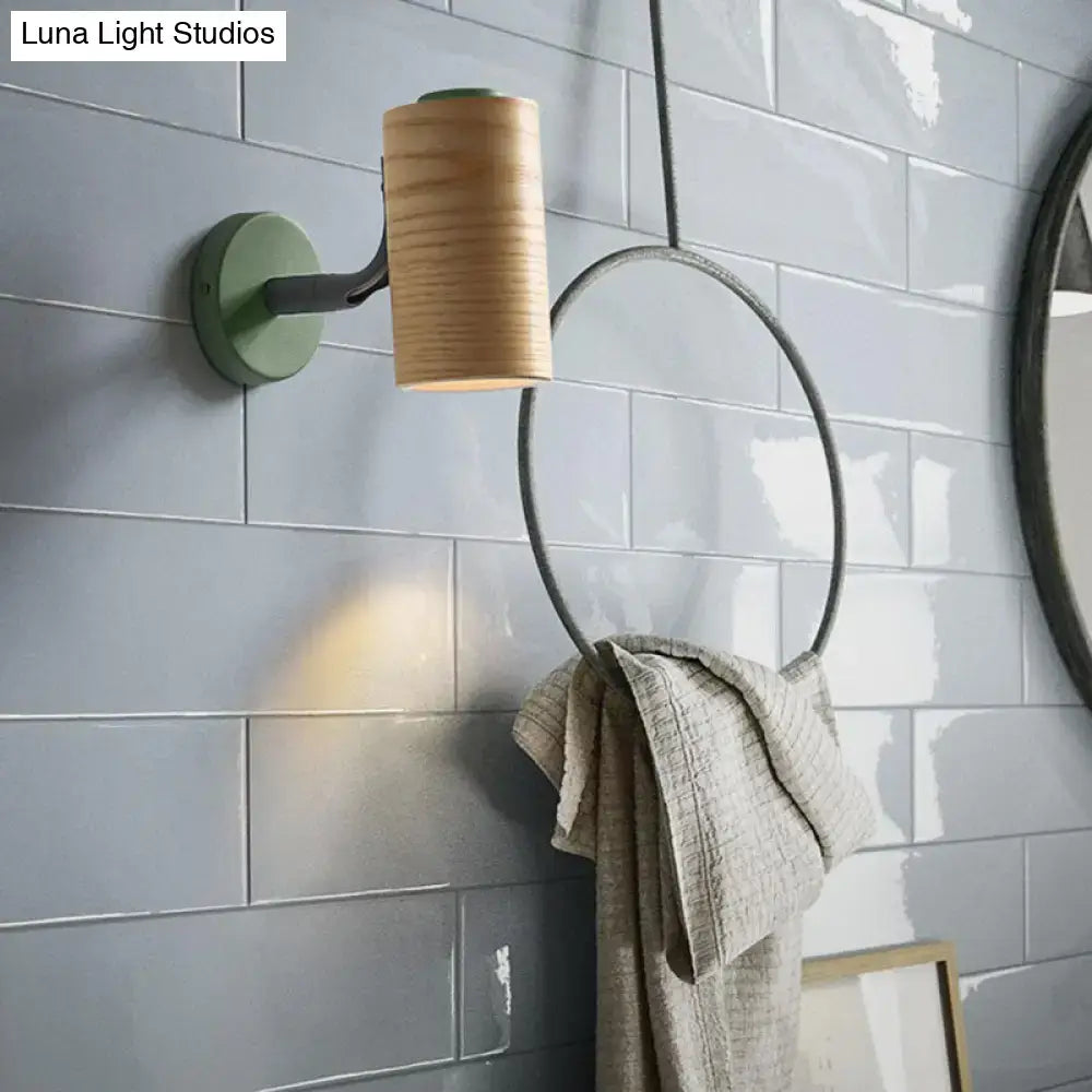 Minimalist wood wall light fixture with shelf for bathroom