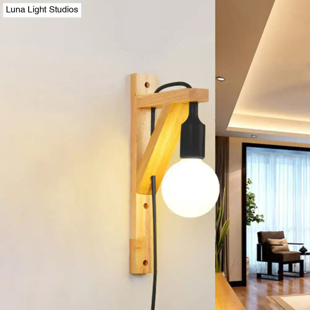 Minimalist wooden wall sconce with e26 e27 base – bedroom lamp