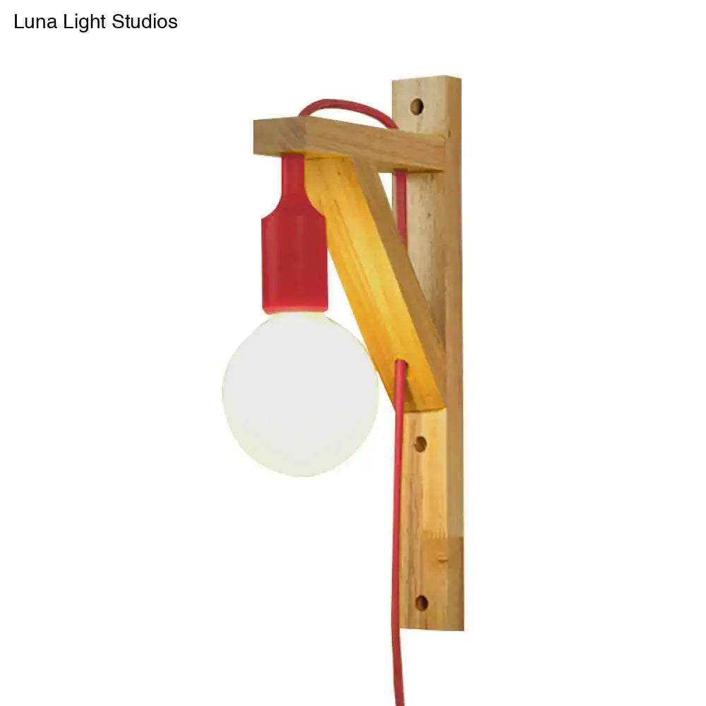 Minimalist wooden wall sconce with e26 e27 base – bedroom lamp