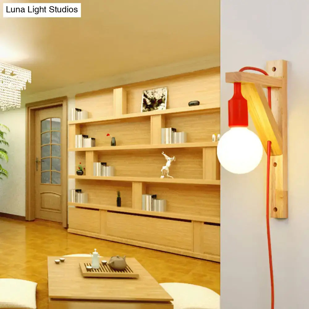 Minimalist wooden wall sconce with e26 e27 base – bedroom lamp