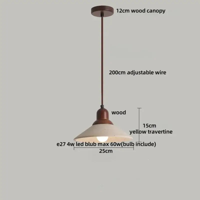 Minimalist yellow travertine stone pendant light for dining room