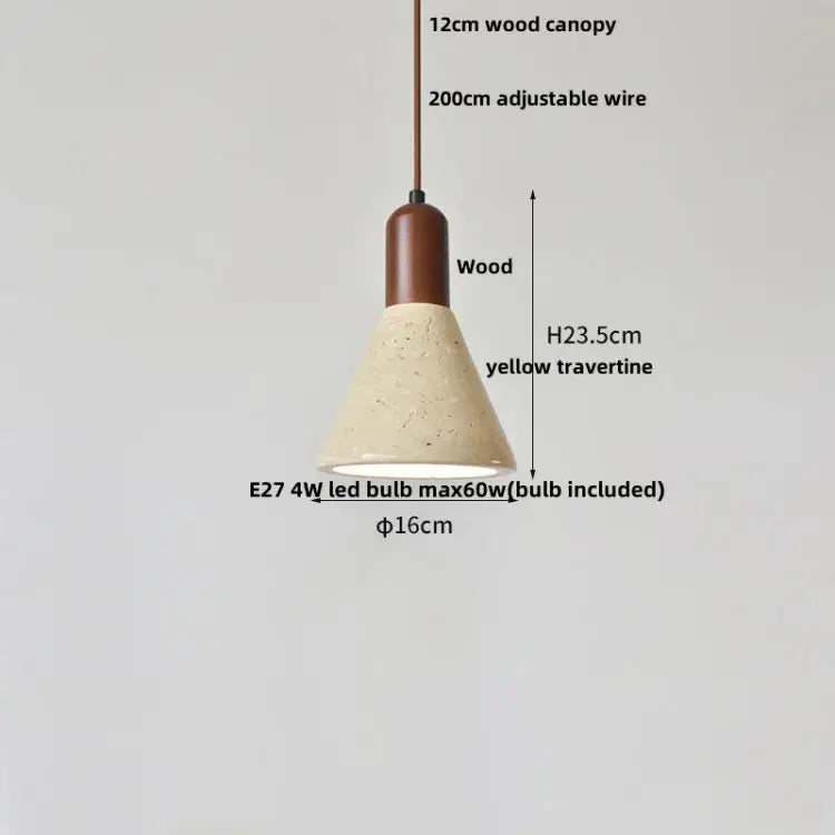 Minimalist yellow travertine stone pendant light for dining room