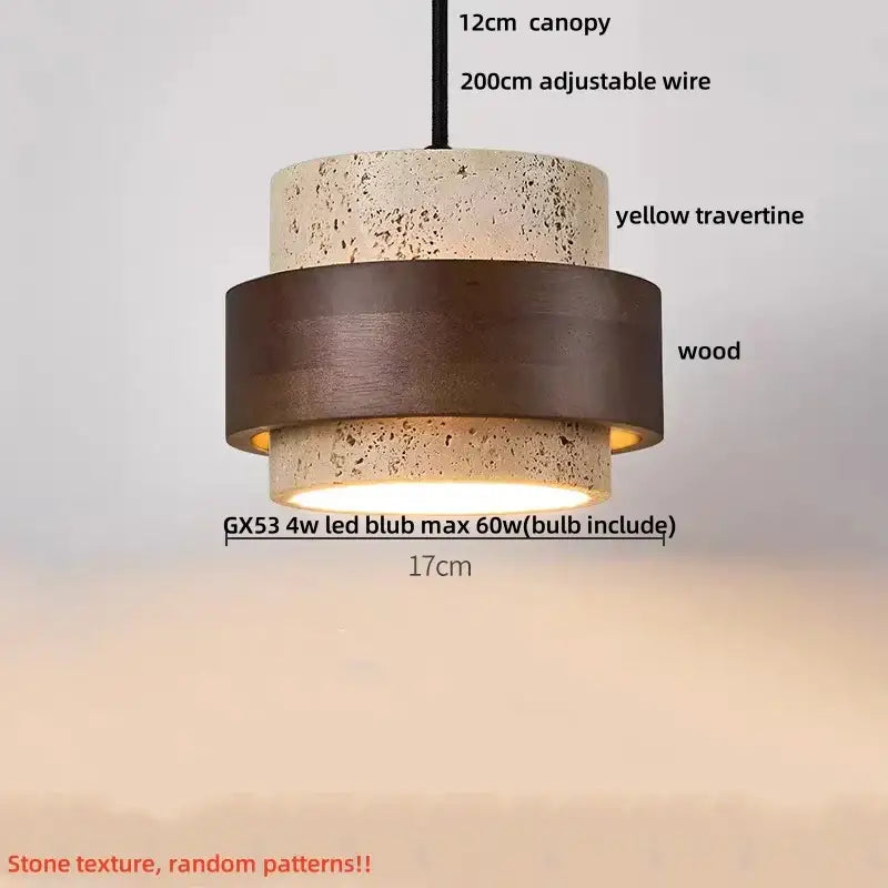 Minimalist yellow travertine stone pendant light for dining room