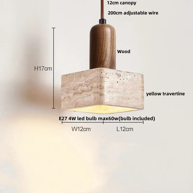 Minimalist yellow travertine stone pendant light for dining room