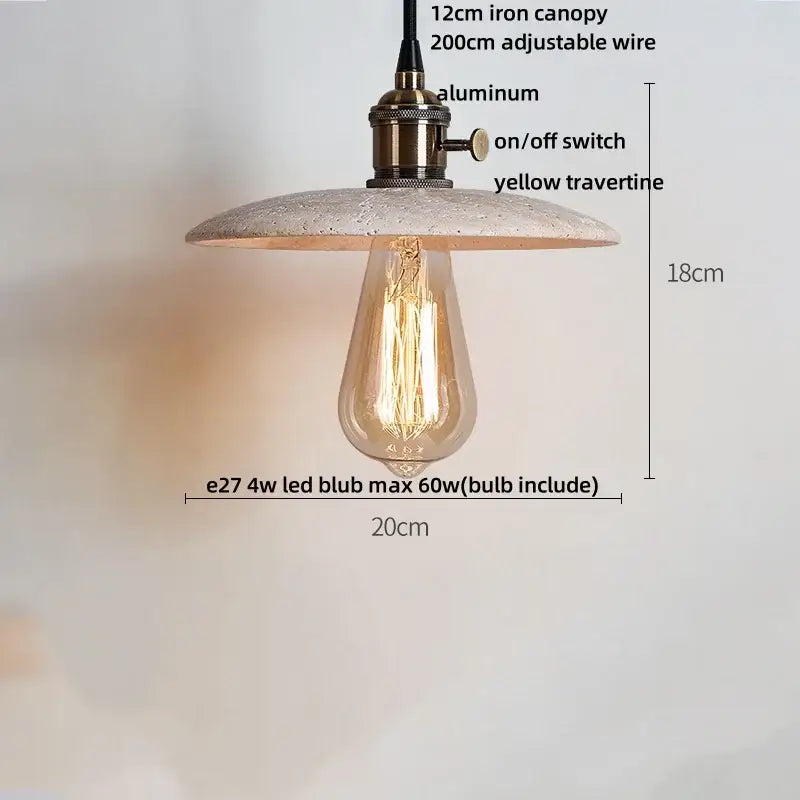 Minimalist yellow travertine stone pendant light for dining room