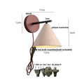 Minimalist yellow travertine wall light bedroom wood pull switch