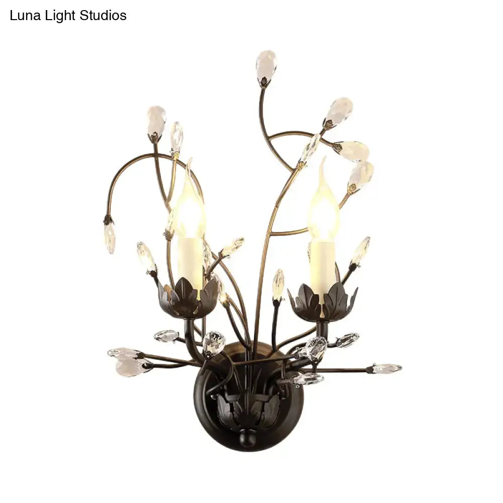 Minimalistic black crystal sconce lamp dining room wall light