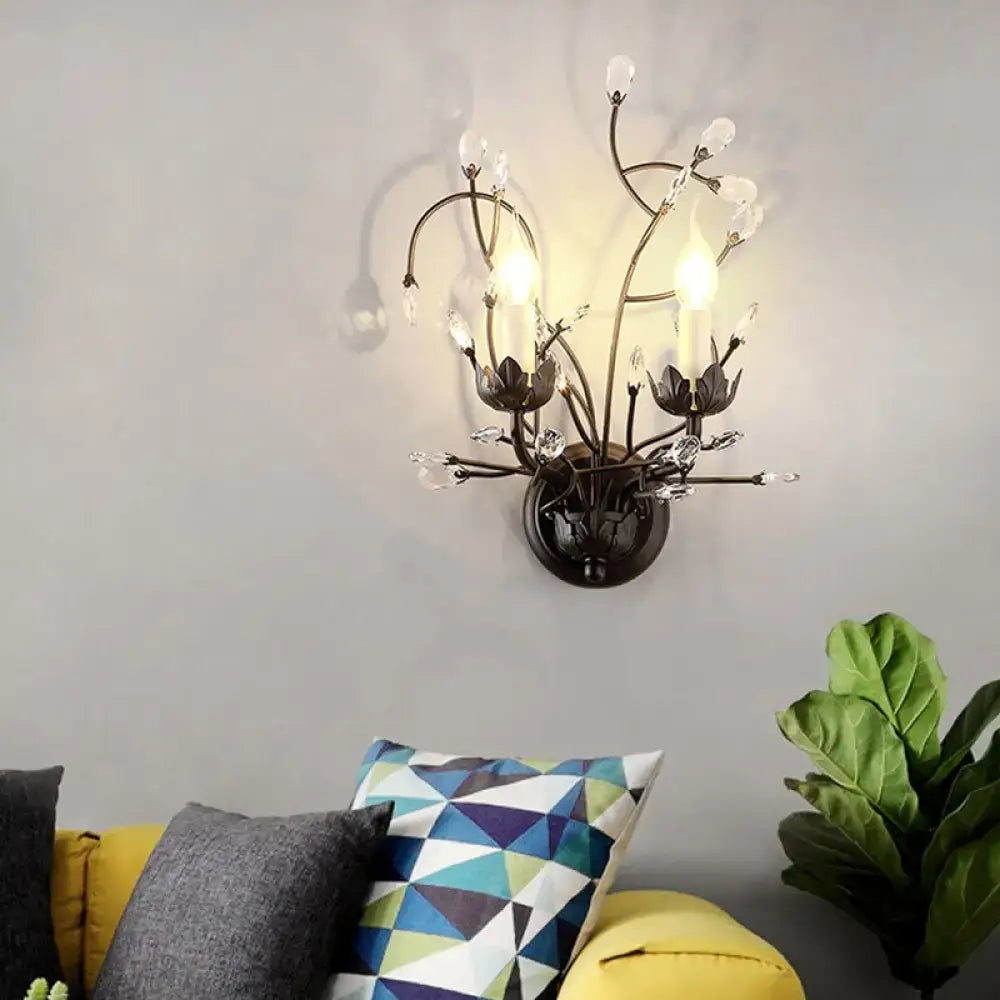 Minimalistic black crystal sconce lamp dining room wall light