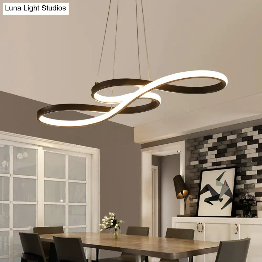 Minimalistic led infinity pendant light black & white dining room