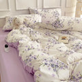 Mint green & cream cartoon heart plant quilt set bedroom bedding