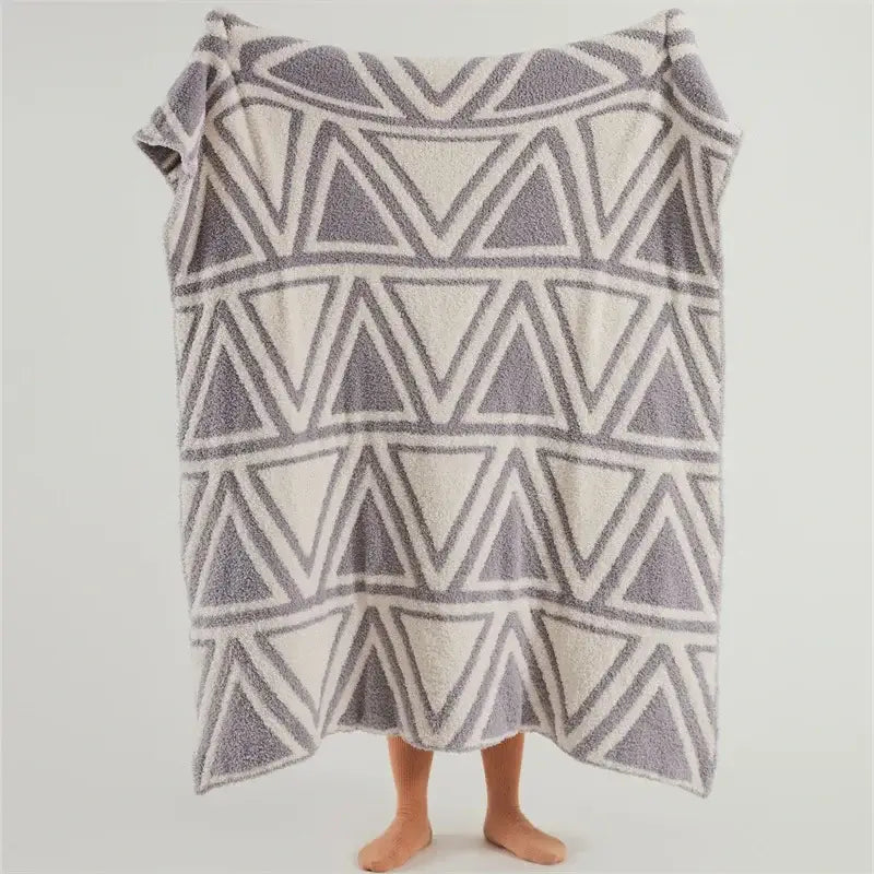 Mint green & cream knitted jacquard blanket bedroom throw