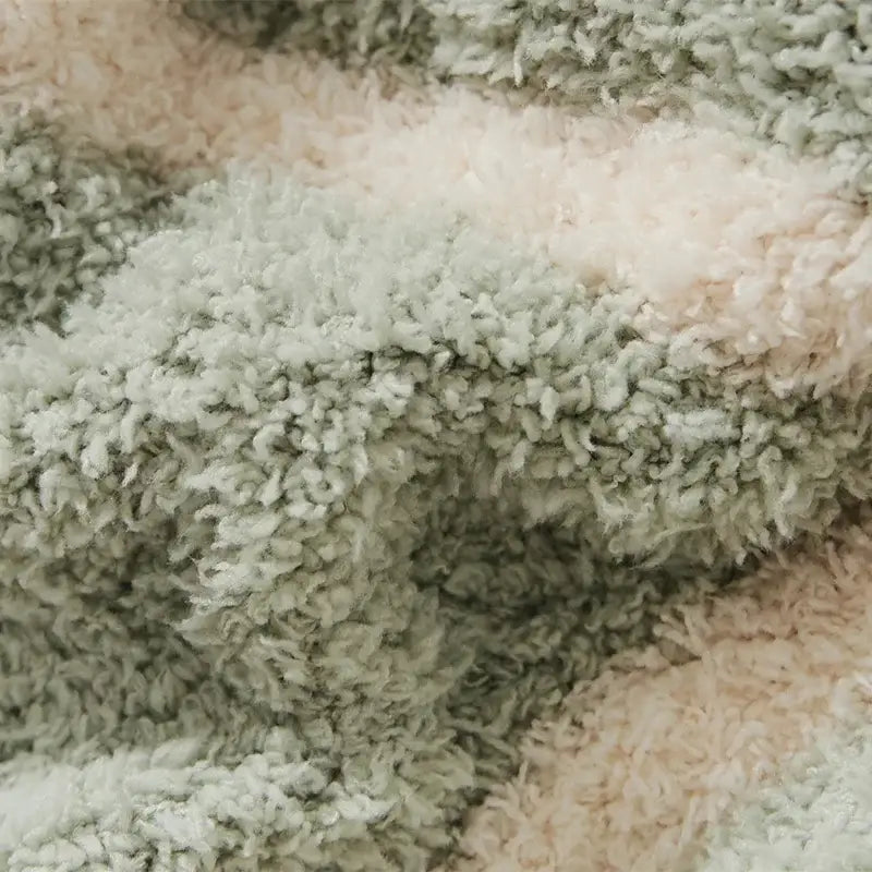 Mint green & cream knitted jacquard blanket bedroom throw