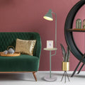 Mint green funnel shaped floor lamp with marble base for living room