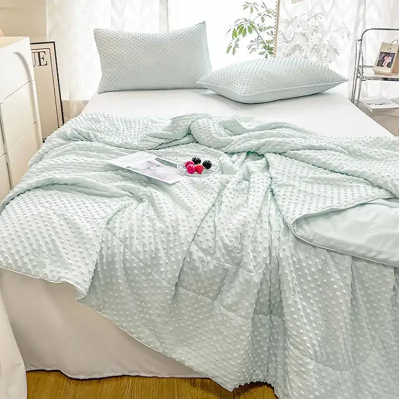 Mint green textured cooling massage blanket bedroom comforter