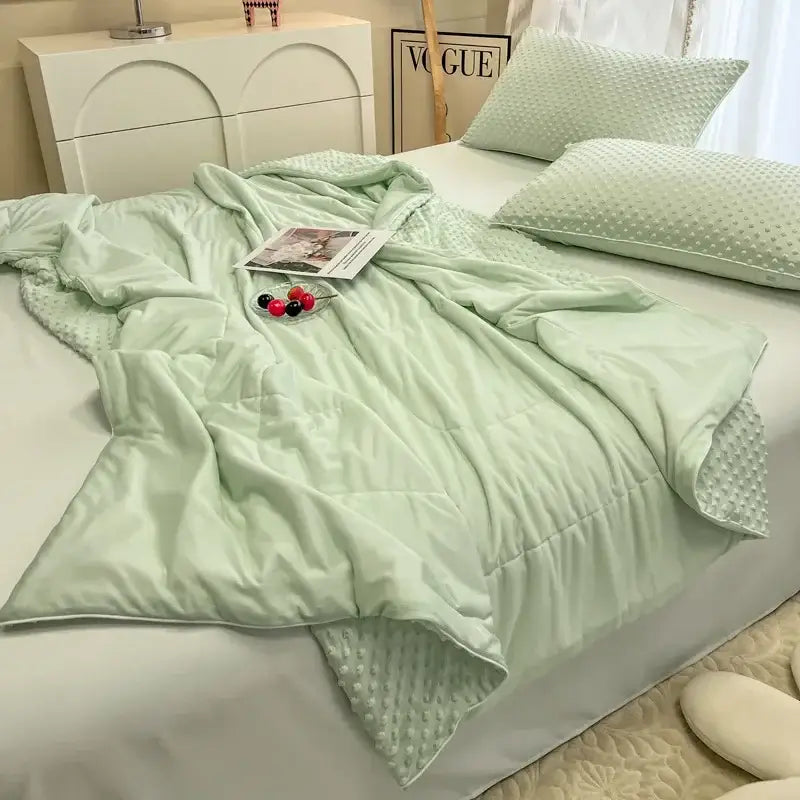 Mint green textured cooling massage blanket bedroom comforter