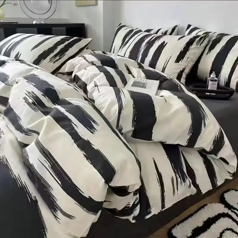 Mint green & white ginkgo leaf cartoon print bedding set bedroom