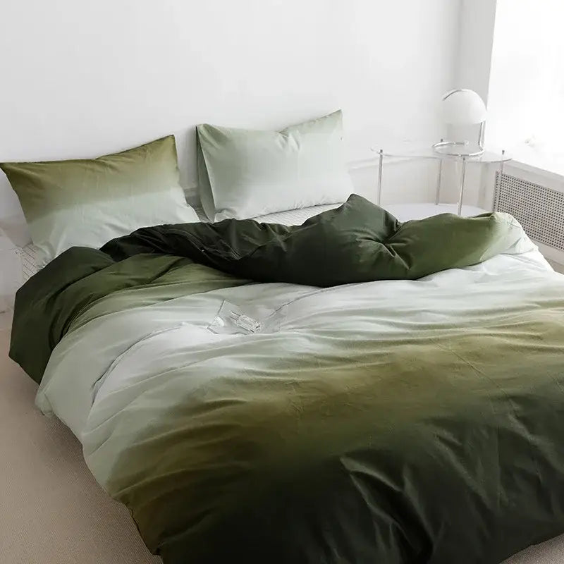 Mint green & white ginkgo leaf cartoon print bedding set bedroom