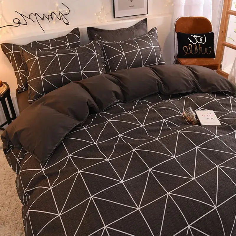 Mint green & white ginkgo leaf cartoon print bedding set bedroom