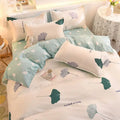 Mint green & white ginkgo leaf cartoon print bedding set bedroom