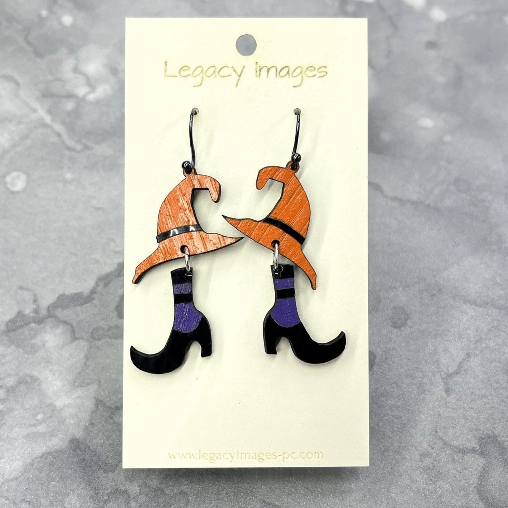 Mismatch Witch Hat & Shoes Dangle Earrings