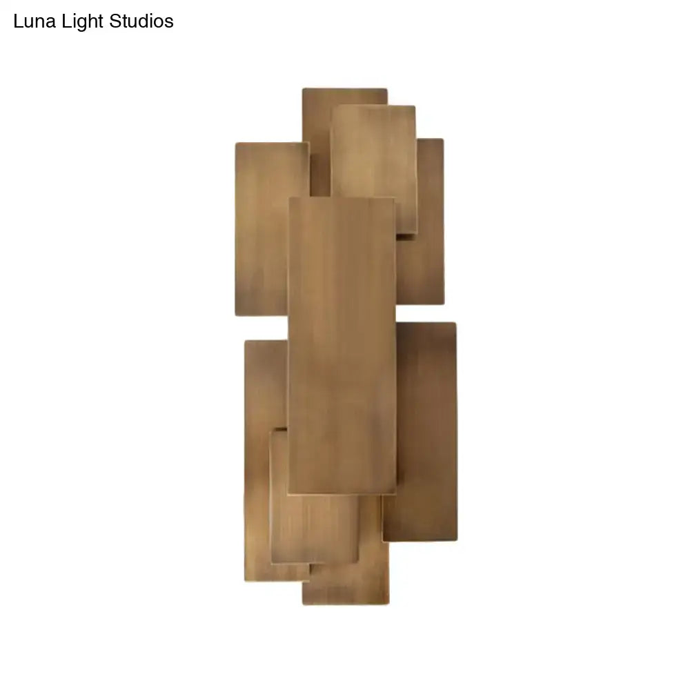 Modern abstract dark wood wall sconce stairway direct wired light