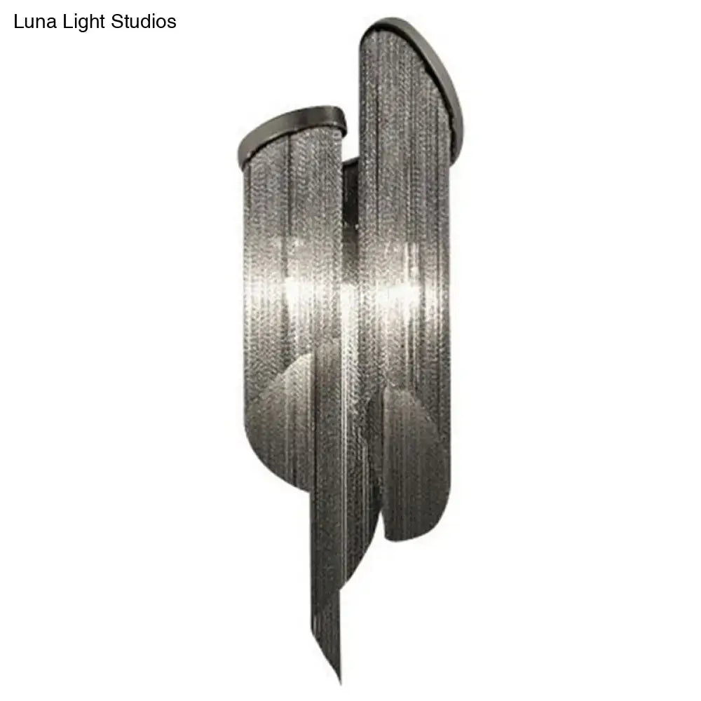 Modern abstract silver wall light with tassel aluminum shade living room