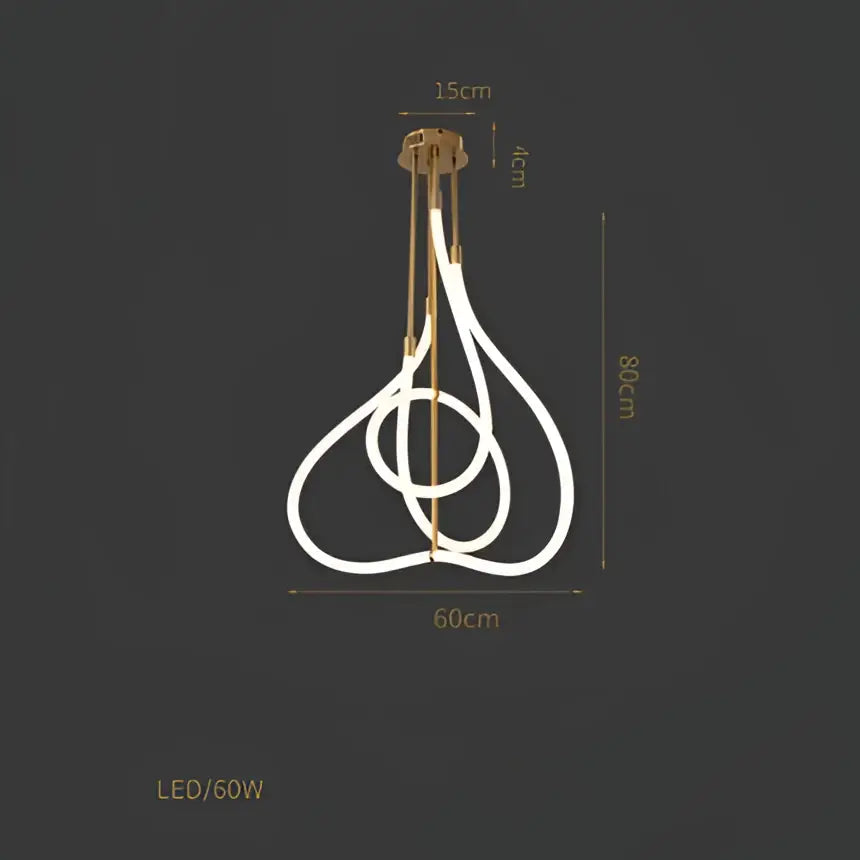 Modern abstract white & gold lines chandelier dining room light