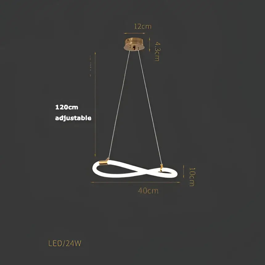 Modern abstract white & gold lines chandelier dining room light