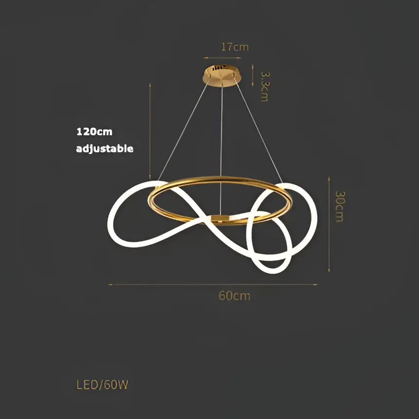 Modern abstract white & gold lines chandelier dining room light