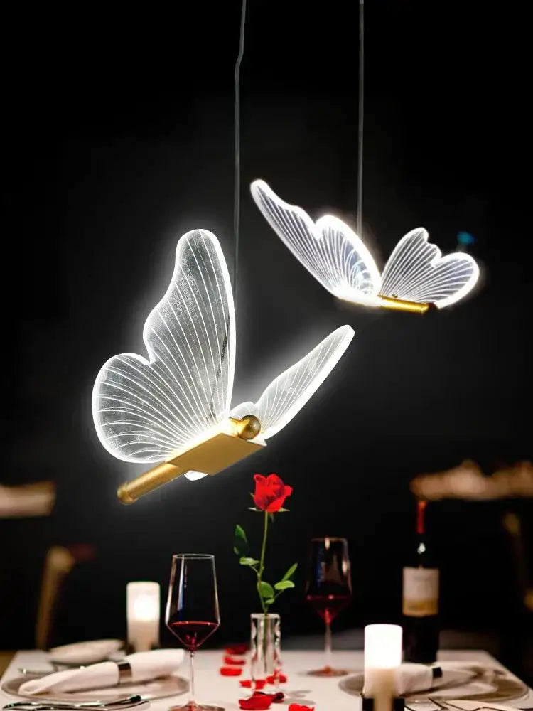 Modern acrylic butterfly led chandelier for bedroom pendant lighting