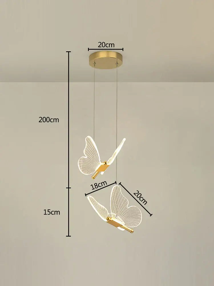 Modern acrylic butterfly led chandelier for bedroom pendant lighting