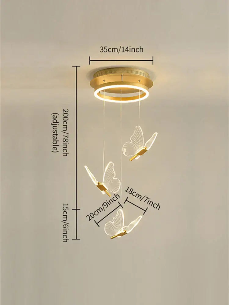 Modern acrylic butterfly led chandelier for bedroom pendant lighting