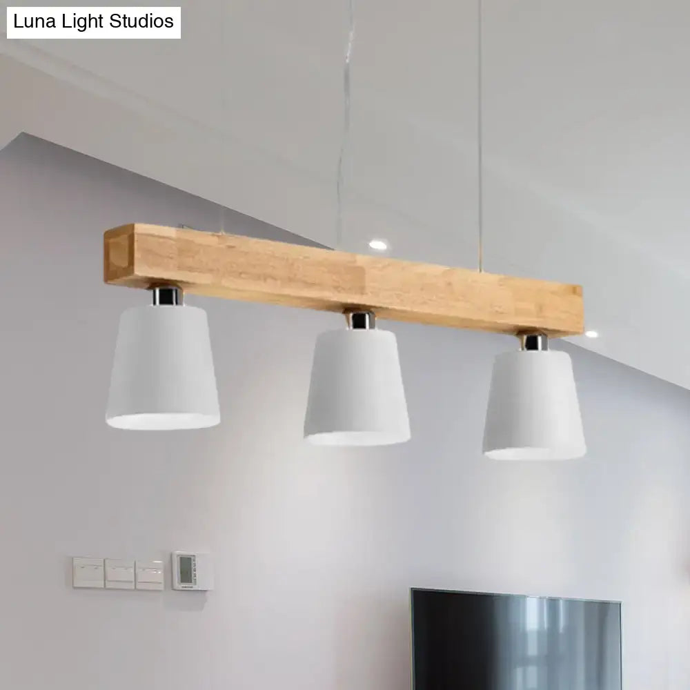 Modern adjustable cone pendant lamp bedroom wood island light