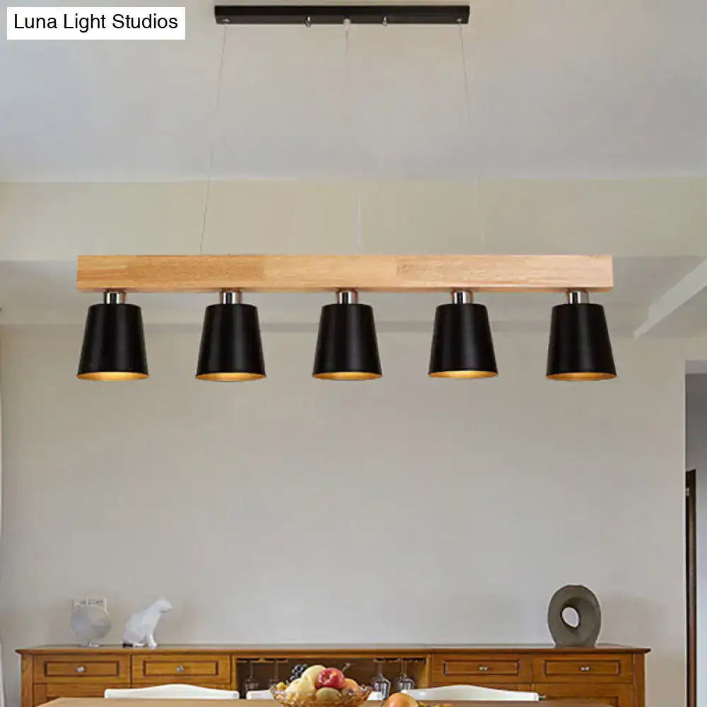 Modern adjustable cone pendant lamp bedroom wood island light