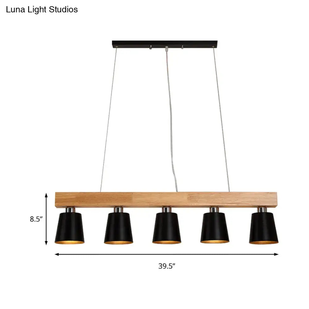 Modern adjustable cone pendant lamp bedroom wood island light
