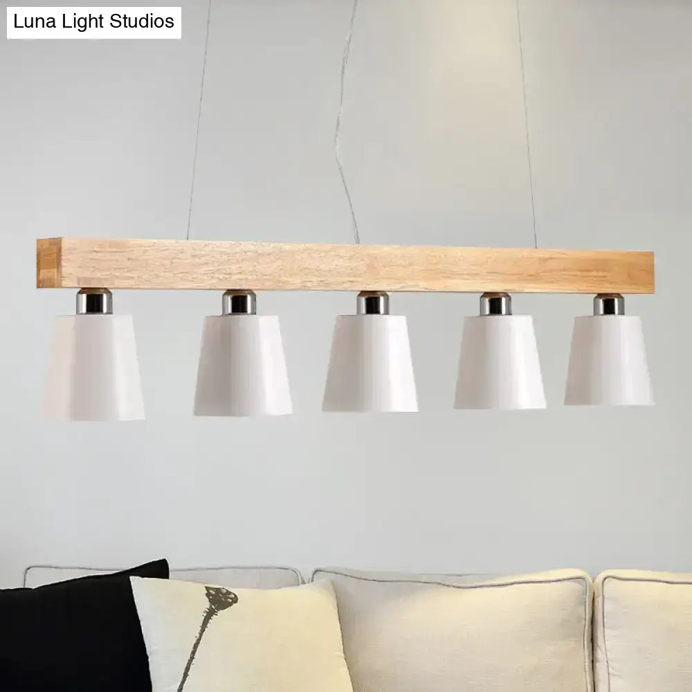 Modern adjustable cone pendant lamp bedroom wood island light