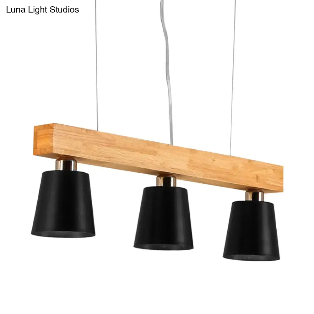 Modern adjustable cone pendant lamp bedroom wood island light