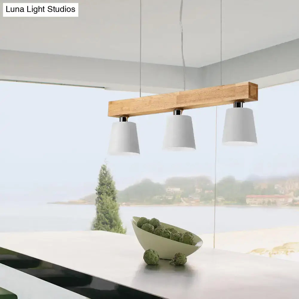 Modern adjustable cone pendant lamp bedroom wood island light
