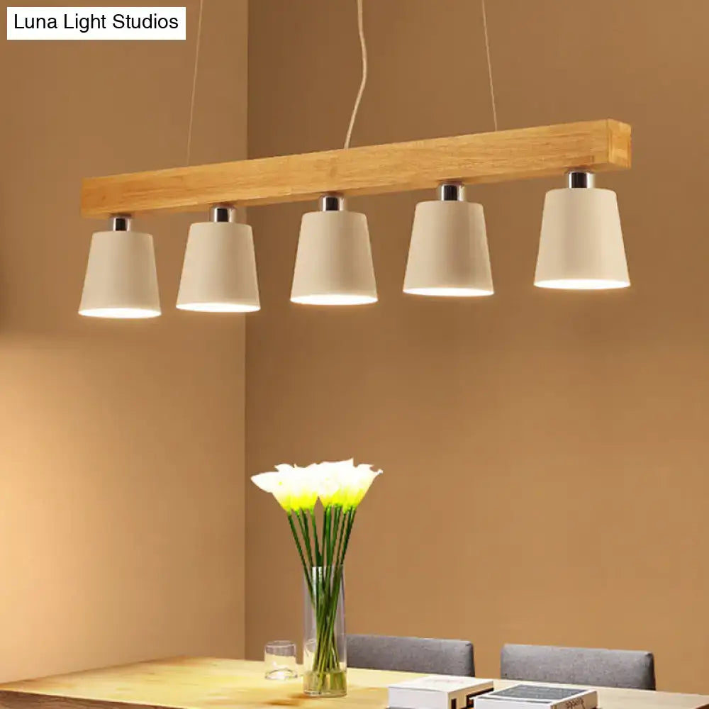Modern adjustable cone pendant lamp bedroom wood island light