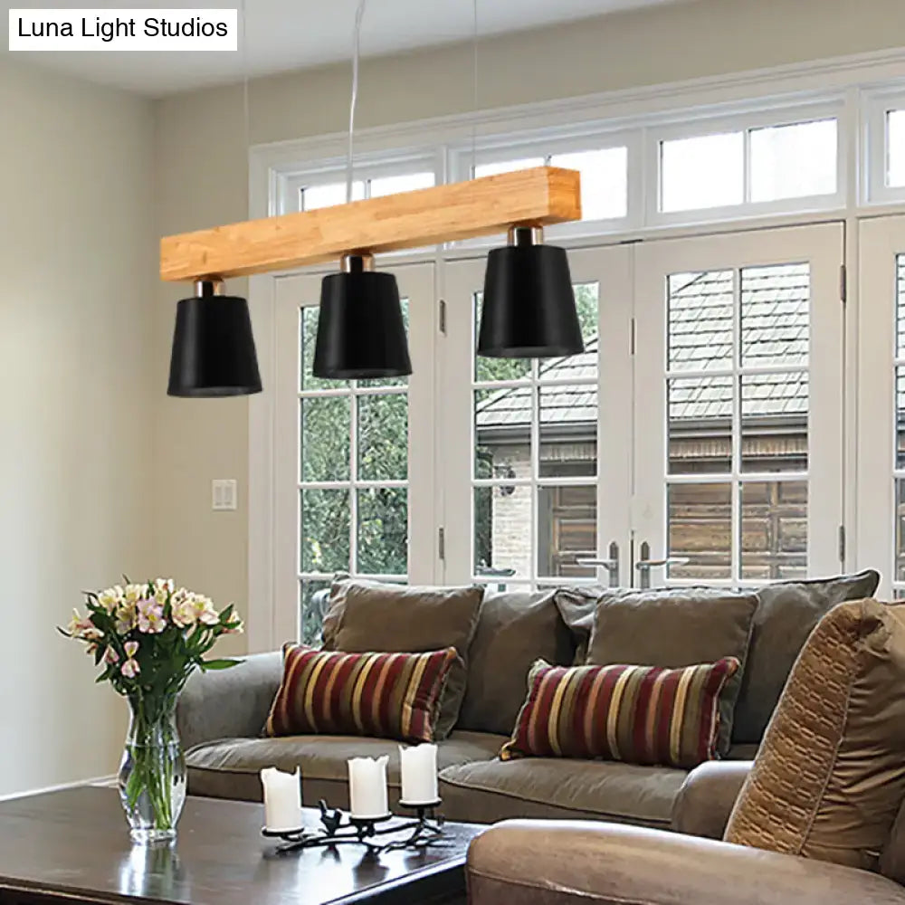 Modern adjustable cone pendant lamp bedroom wood island light