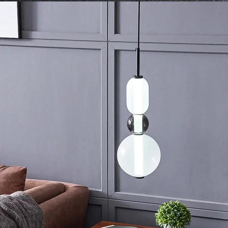 Modern amber and cream colorful glass ball pendant lights dining room
