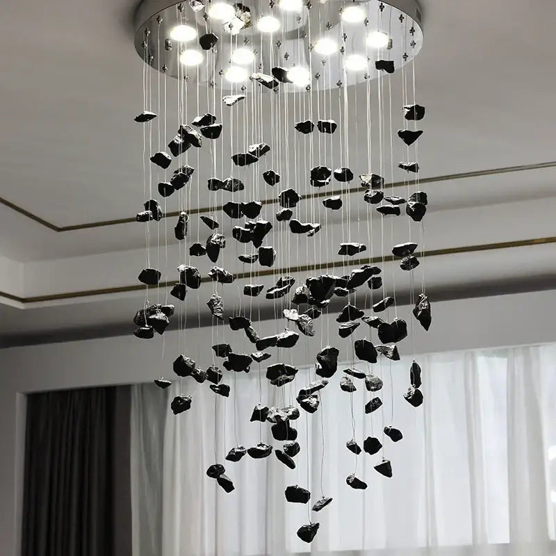 Modern amber and gold colorful crystal stone chandelier dining room