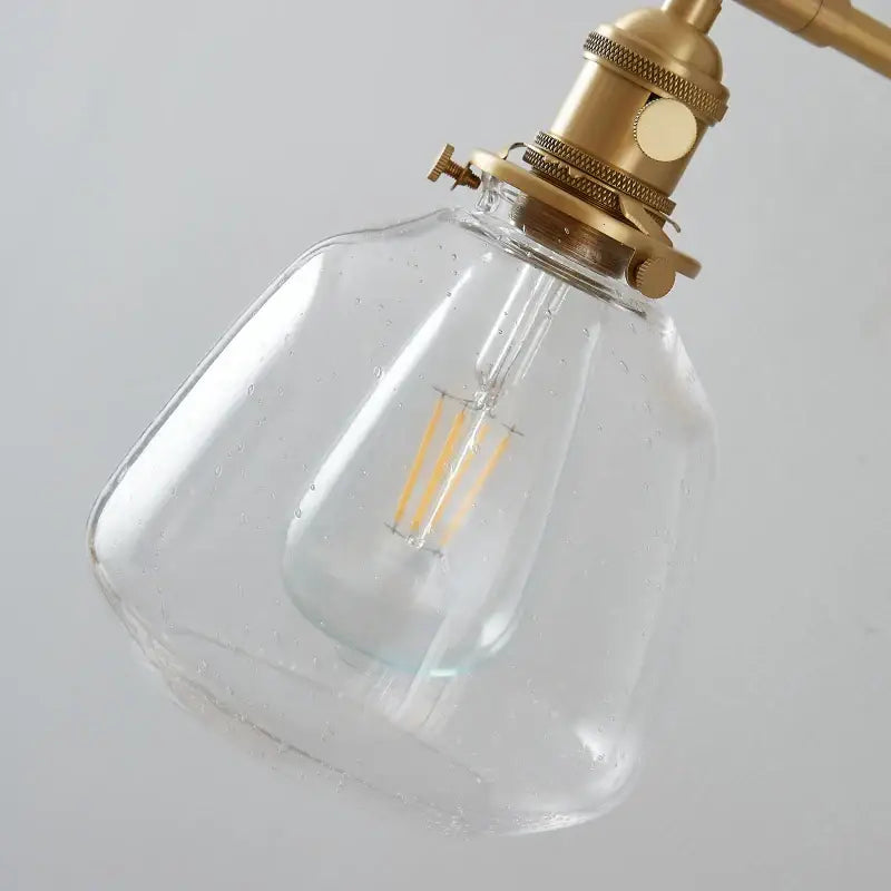 Modern amber clear glass wall sconce bedroom rotating brass lamp