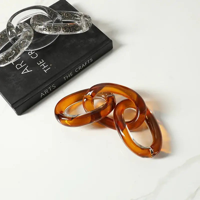 Modern amber colorful geometric ring decor living room glass chain